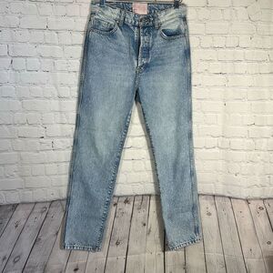 REVICE Denim Jeans Womens‎ 28 Button Fly High Rise Acid Washed Straight Leg